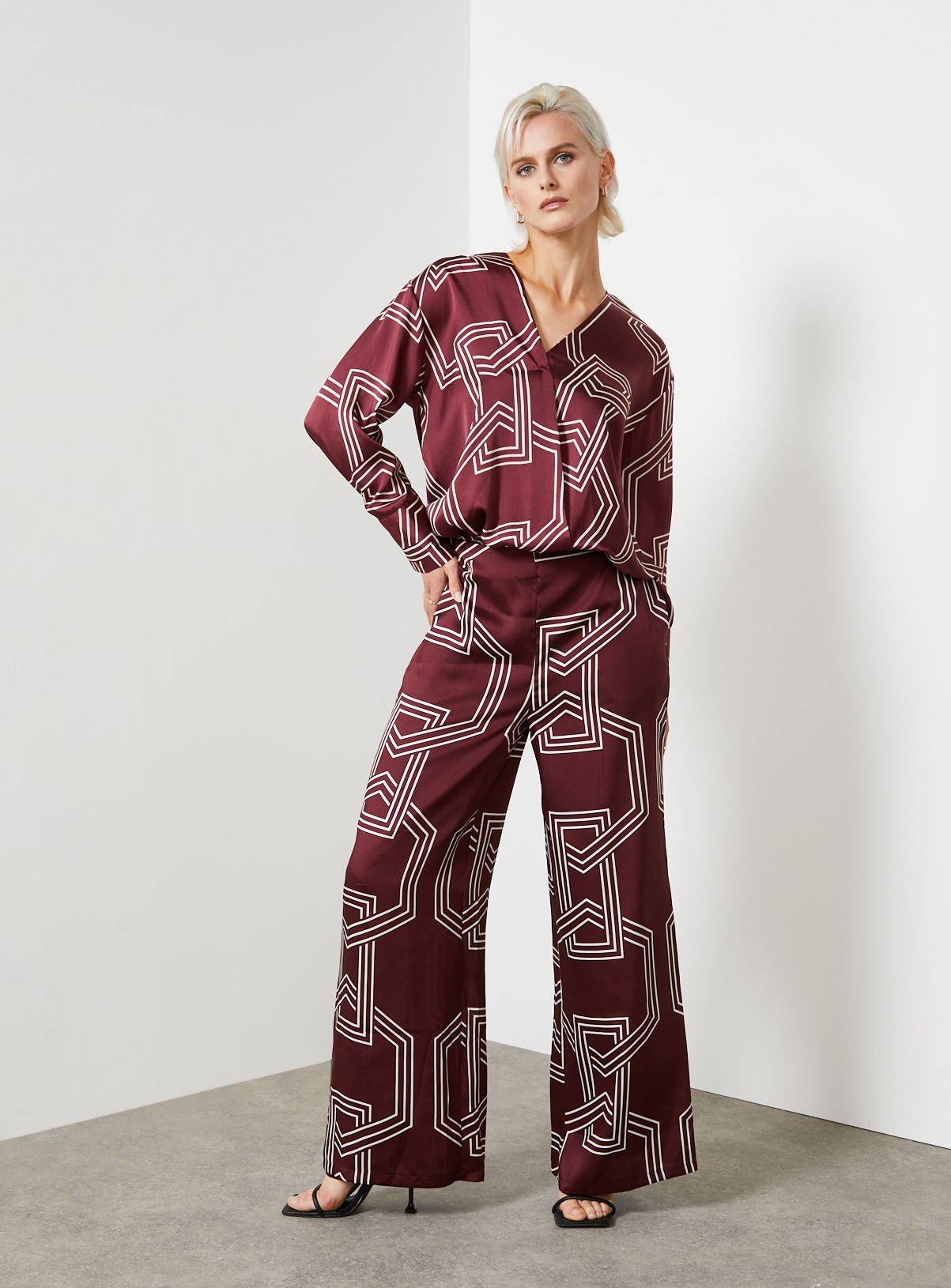 For All The Love Printed Satin Co-ord Wrap Blouse 10 - Image 5 thumbnail
